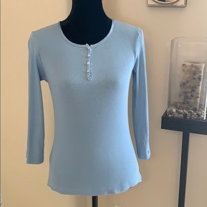 Pretty Maringue 5 Crystal Button Light Blue Top SL